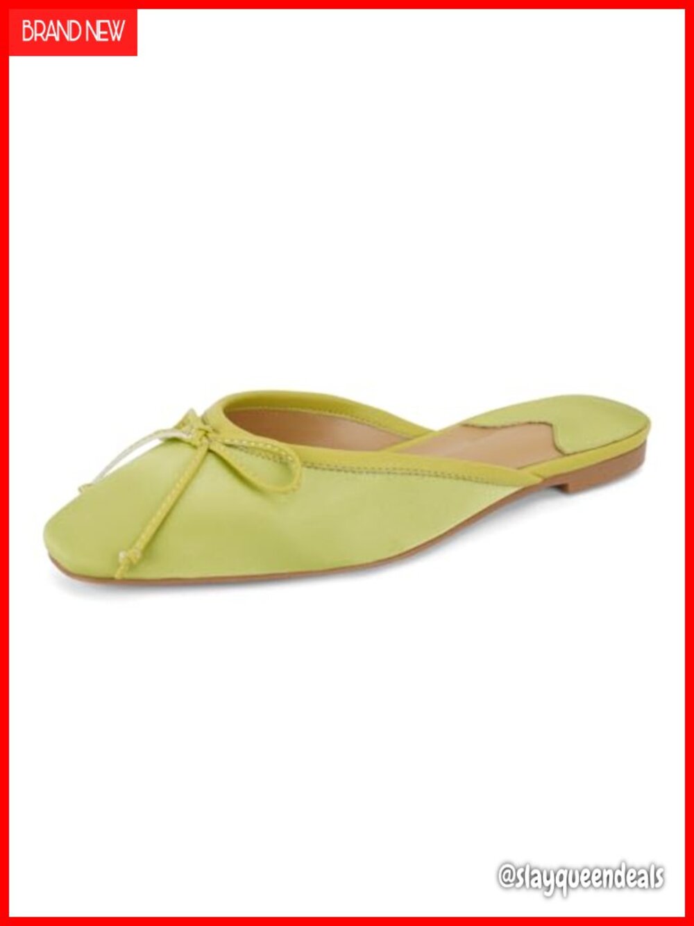 Satin Flat Mules Square Toe Ballet Flats Backless Slip On Loafers